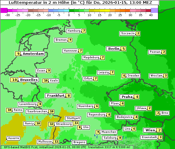 Temperatur, 15. 1. 2026