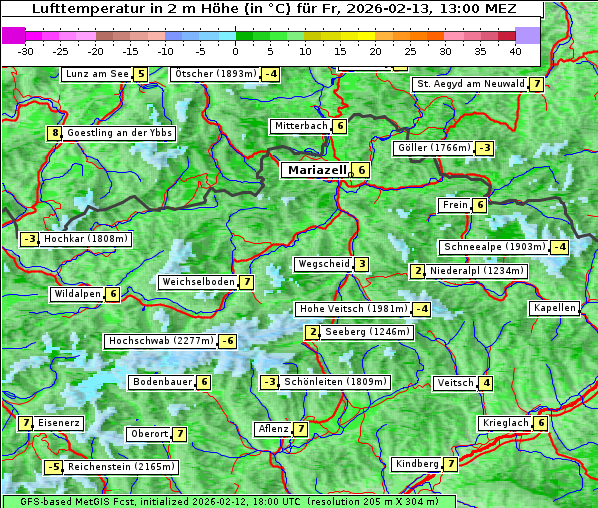 Temperatur, 13. 2. 2026