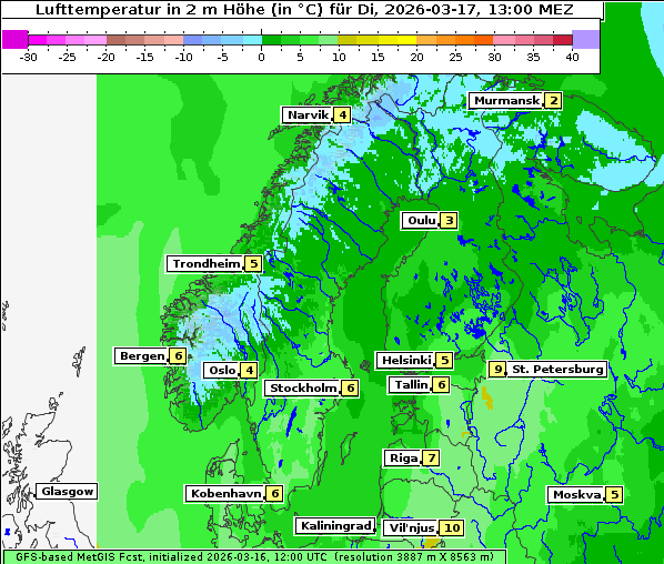 Temperatur, 17. 3. 2026