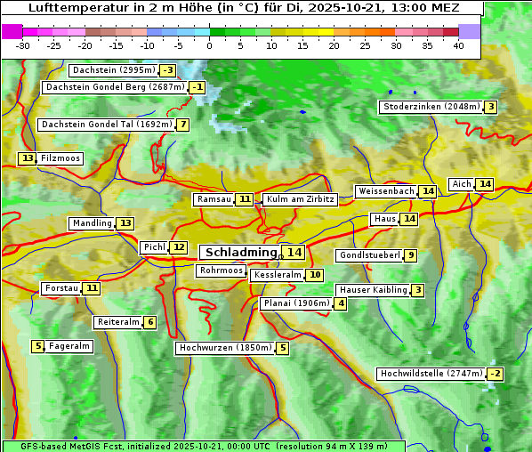 Temperatur, 21. 10. 2025