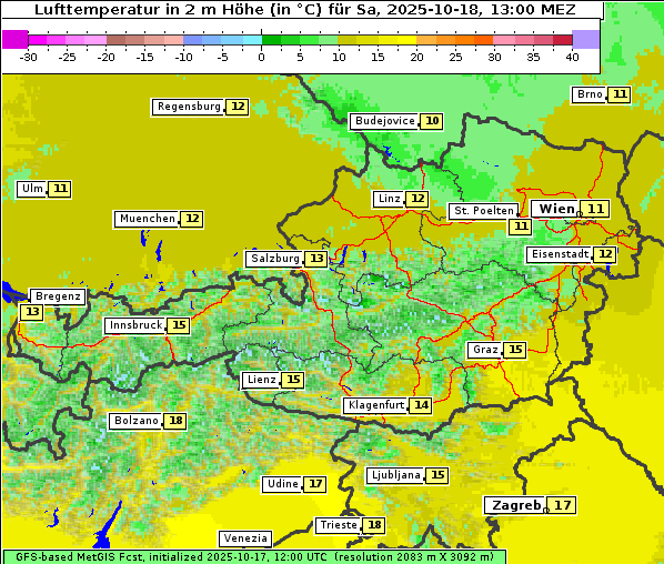 Temperatur, 18. 10. 2025