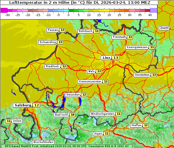 Temperatur, 24. 3. 2026