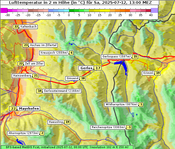 Temperatur, 12. 7. 2025