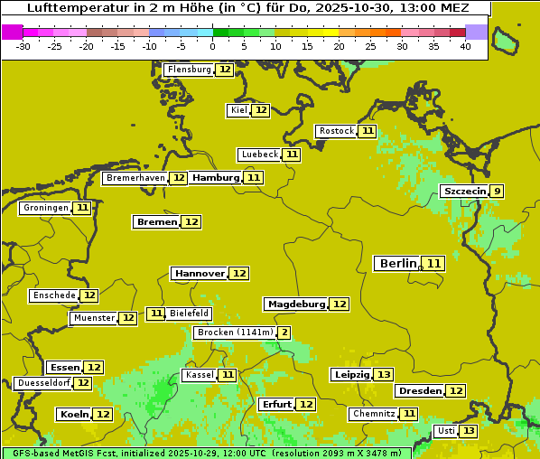 Temperatur, 30. 10. 2025