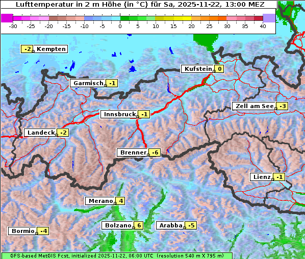 Temperatur, 22. 11. 2025