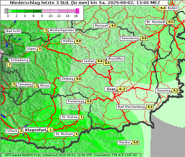 Niederschlag, 2. 8. 2025