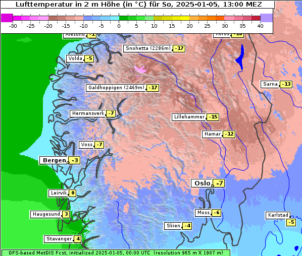 Temperatur, 5. 1. 2025