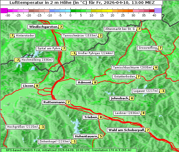 Temperatur, 10. 4. 2026