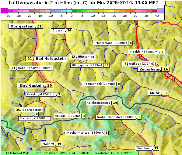 Temperatur, 14. 7. 2025
