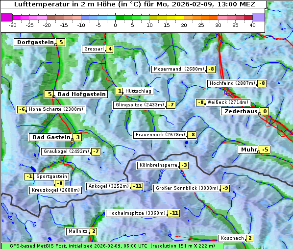 Temperatur, 9. 2. 2026