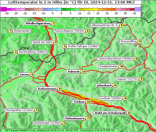 Temperatur, 31. 12. 2024