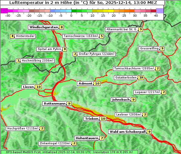 Temperatur, 14. 12. 2025