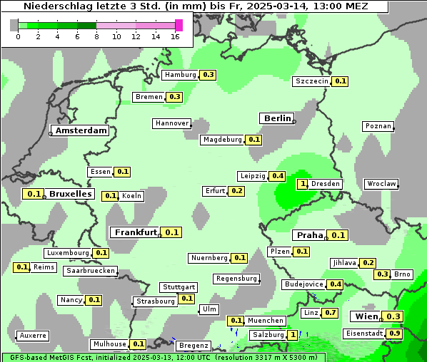 Niederschlag, 14. 3. 2025