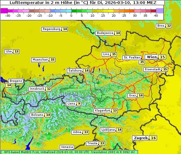 Temperatur, 10. 3. 2026