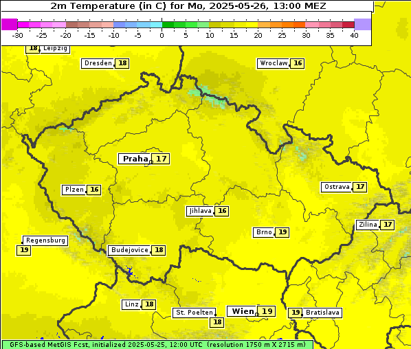 Temperatur, 26. 5. 2025