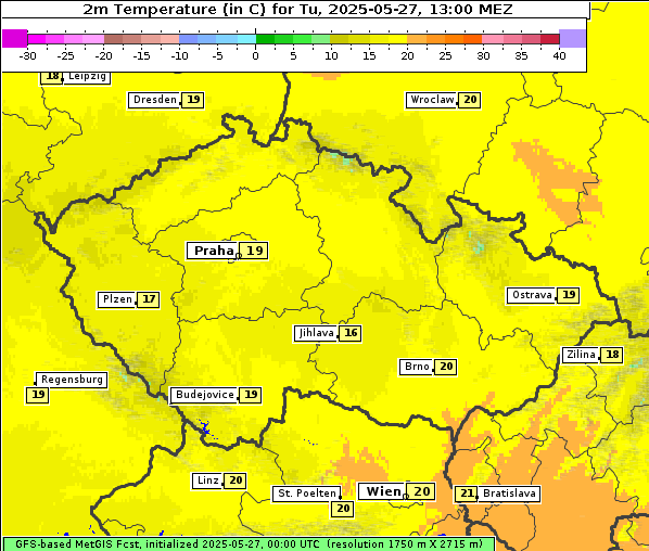 Temperatur, 27. 5. 2025