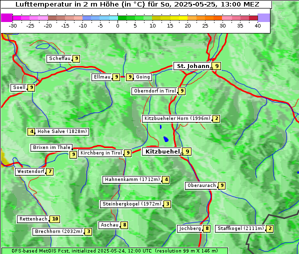 Temperatur, 25. 5. 2025