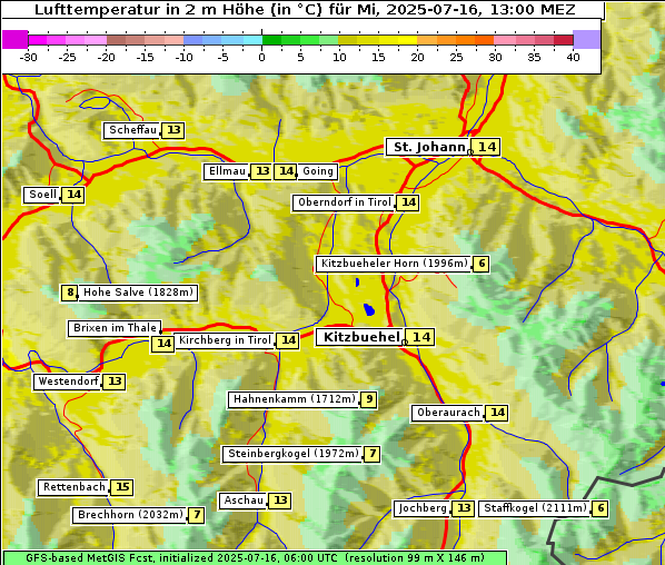 Temperatur, 16. 7. 2025