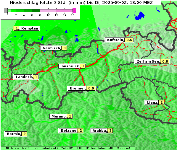 Niederschlag, 2. 9. 2025