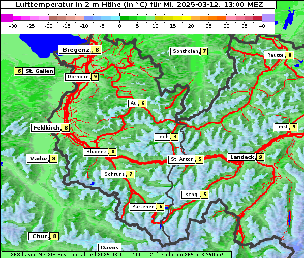 Temperatur, 12. 3. 2025