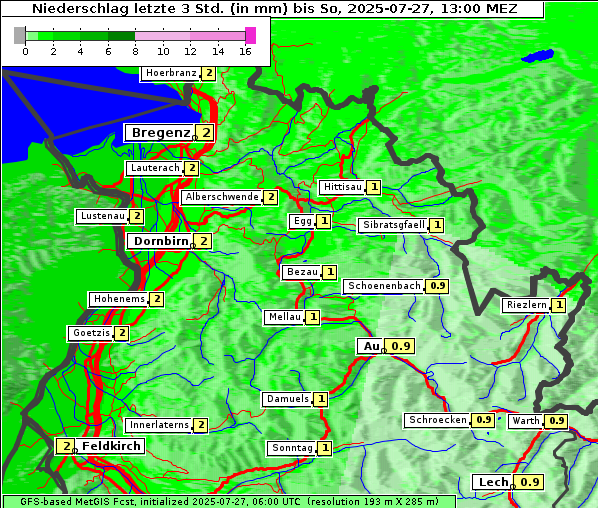 Niederschlag, 27. 7. 2025