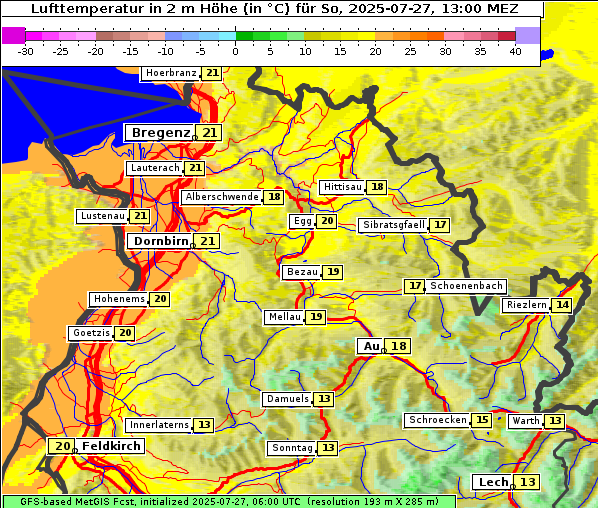 Temperatur, 27. 7. 2025