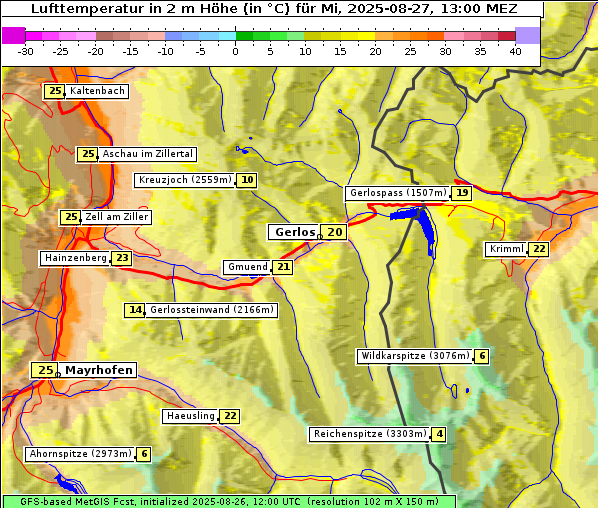 Temperatur, 27. 8. 2025