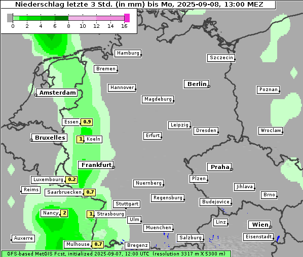 Niederschlag, 8. 9. 2025