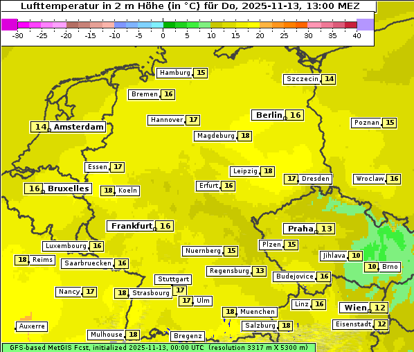Temperatur, 13. 11. 2025