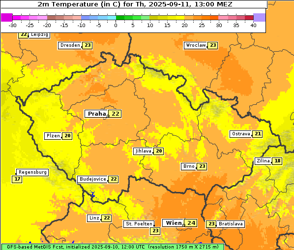 Temperatur, 11. 9. 2025