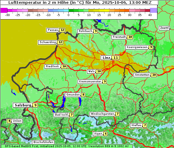 Temperatur, 6. 10. 2025