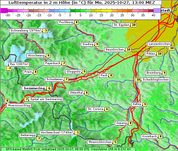 Temperatur, 27. 10. 2025