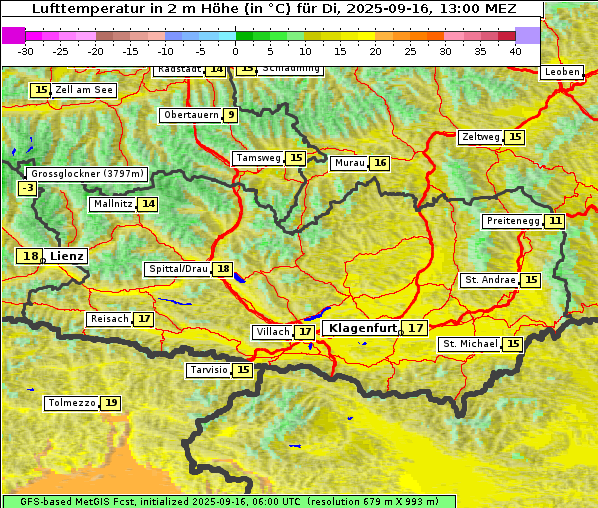 Temperatur, 16. 9. 2025