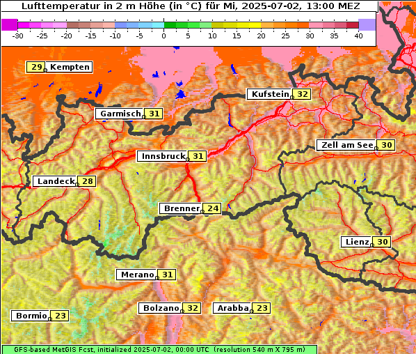 Temperatur, 2. 7. 2025