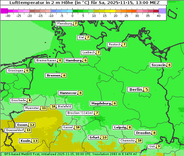 Temperatur, 15. 11. 2025