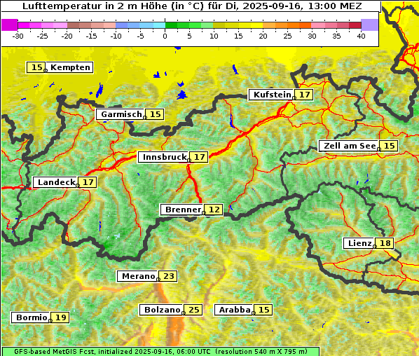 Temperatur, 16. 9. 2025