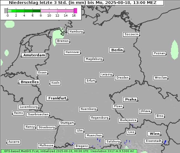 Niederschlag, 18. 8. 2025