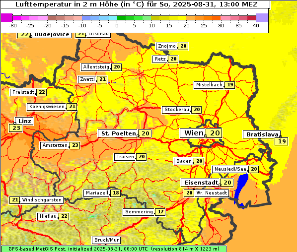 Temperatur, 31. 8. 2025