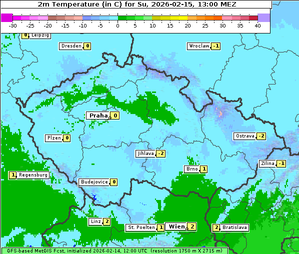 Temperatur, 15. 2. 2026