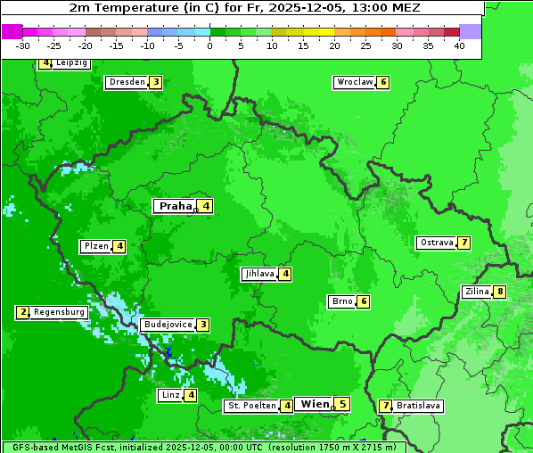 Temperatur, 5. 12. 2025