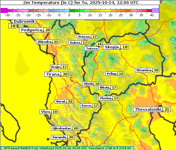 Temperatur, 14. 10. 2025
