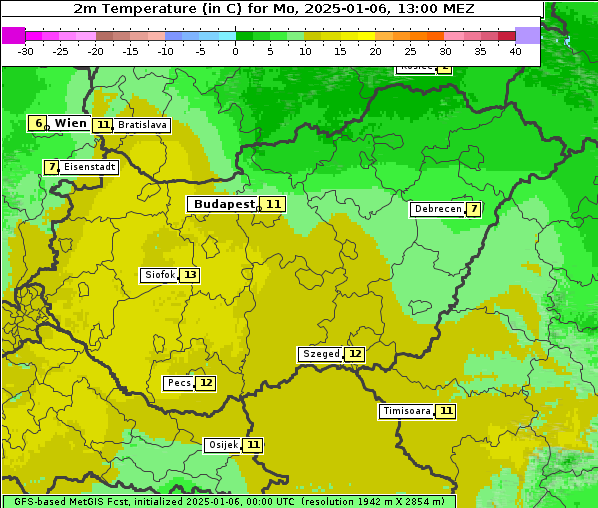 Temperatur, 6. 1. 2025