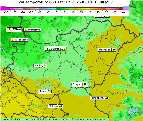 Temperatur, 10. 4. 2026