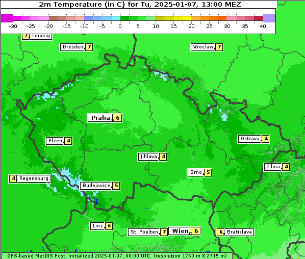 Temperatur, 7. 1. 2025