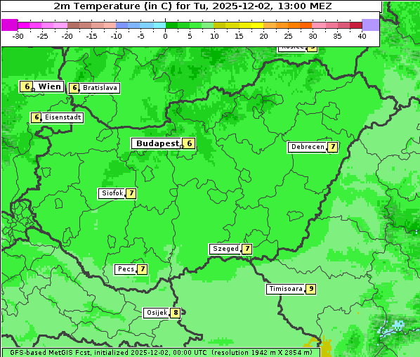 Temperatur, 2. 12. 2025