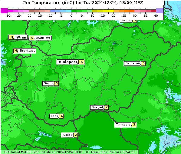 Temperatur, 24. 12. 2024