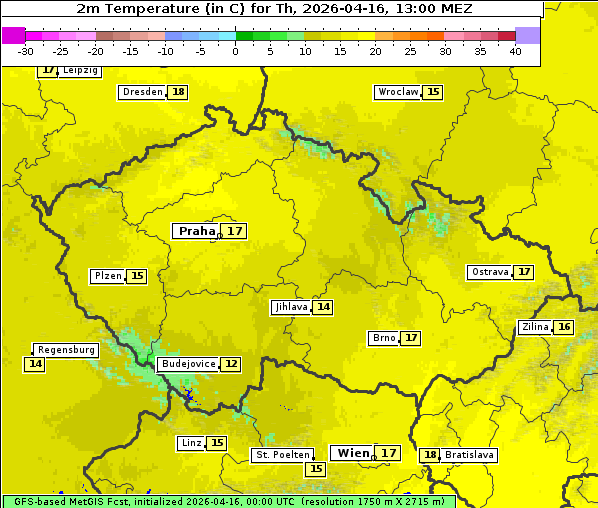 Temperatur, 16. 4. 2026