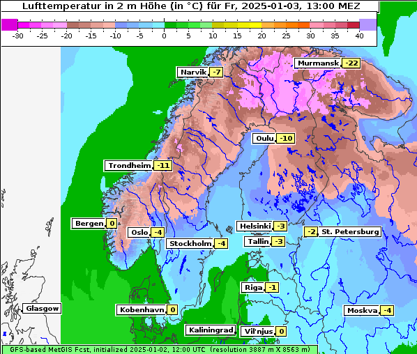 Temperatur, 3. 1. 2025