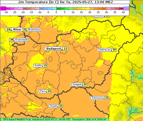 Temperatur, 27. 5. 2025
