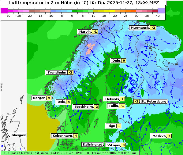 Temperatur, 27. 11. 2025